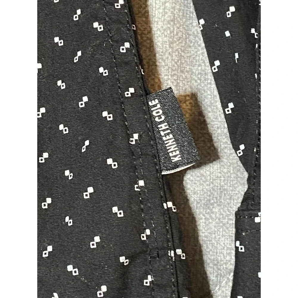 Kenneth Cole Men's XL Slim Fit Black White Micro Dot Button Down Shirt
